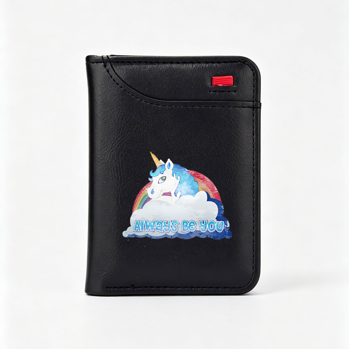 Unicorn with Rainbow and Cloud: Always Be You - Vertical Style Wallet