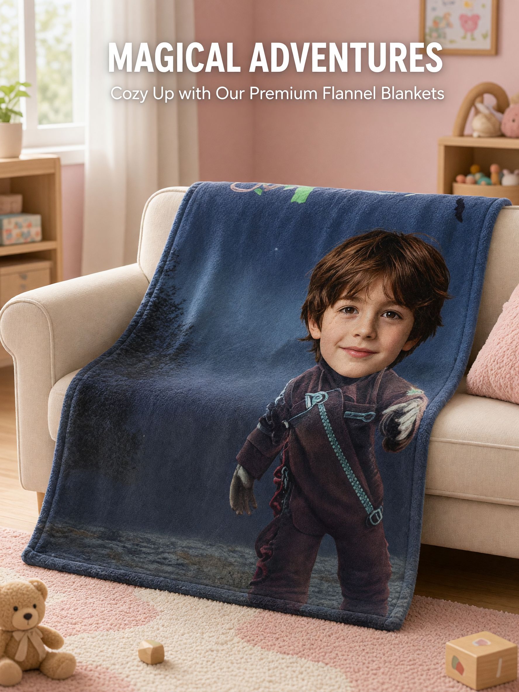 Personalized Face Photo Blanket Custom Soft Flannel Fleece Throw Lightweight Anti-Pilling Cover Ideal Personalized Gift