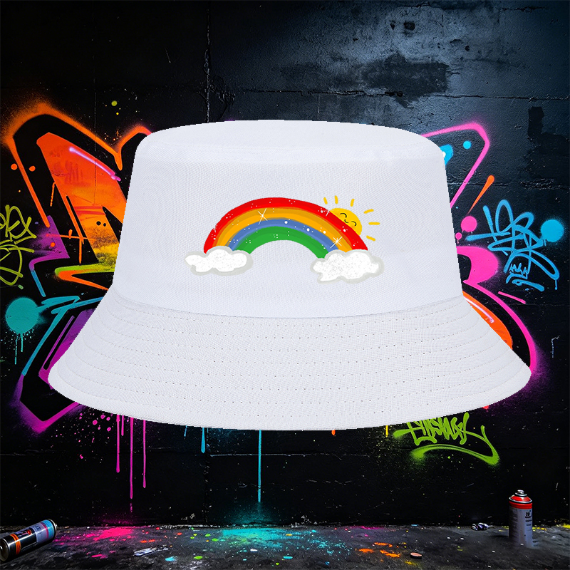 Unisex Rainbow Sun Print Bucket Hat for Outdoor Activities, Classic Stylish Design Perfect for Men and Women, Ideal for Beach, Hiking, Daily Wear, Casual Fashion Accessory