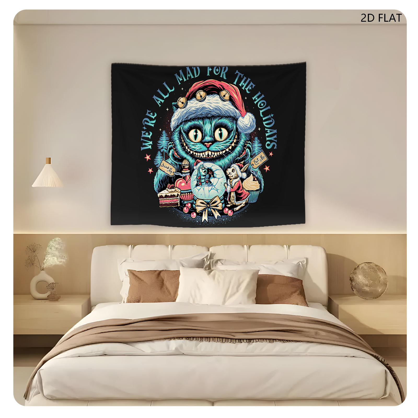 Cheshire Cat, White Rabbit, and Mad Hatter in Holiday Cheer: 