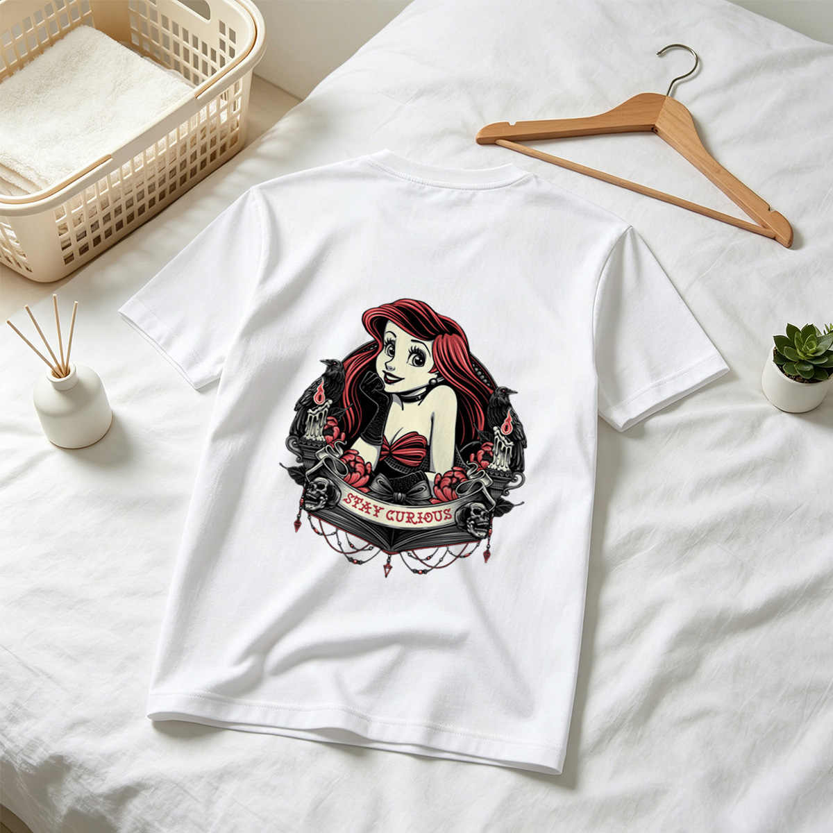 Ariel Stay Curious Gothic Design - Tee