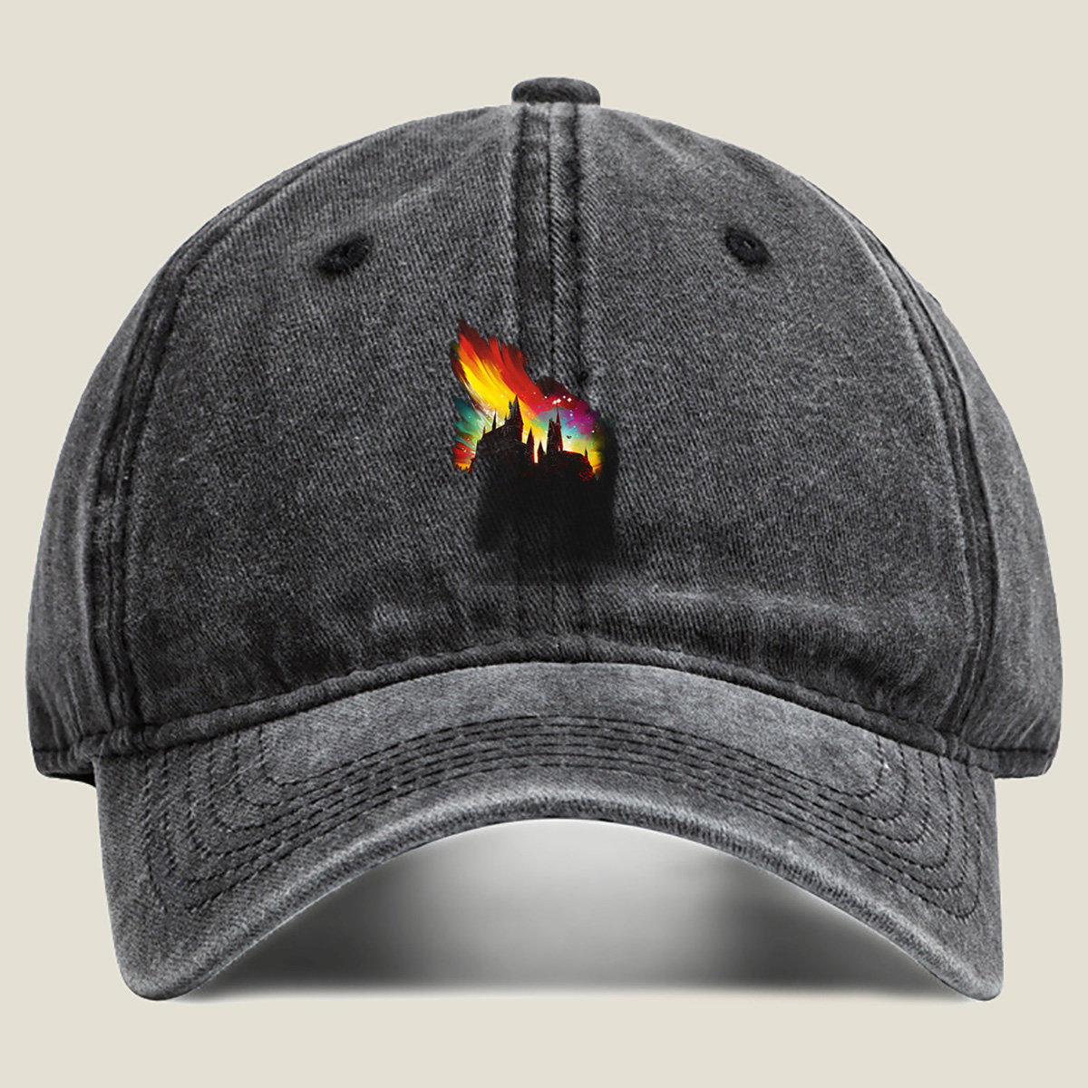 Harry Potter: Hogwarts Castle at Twilight - Washed Denim - Baseball Cap