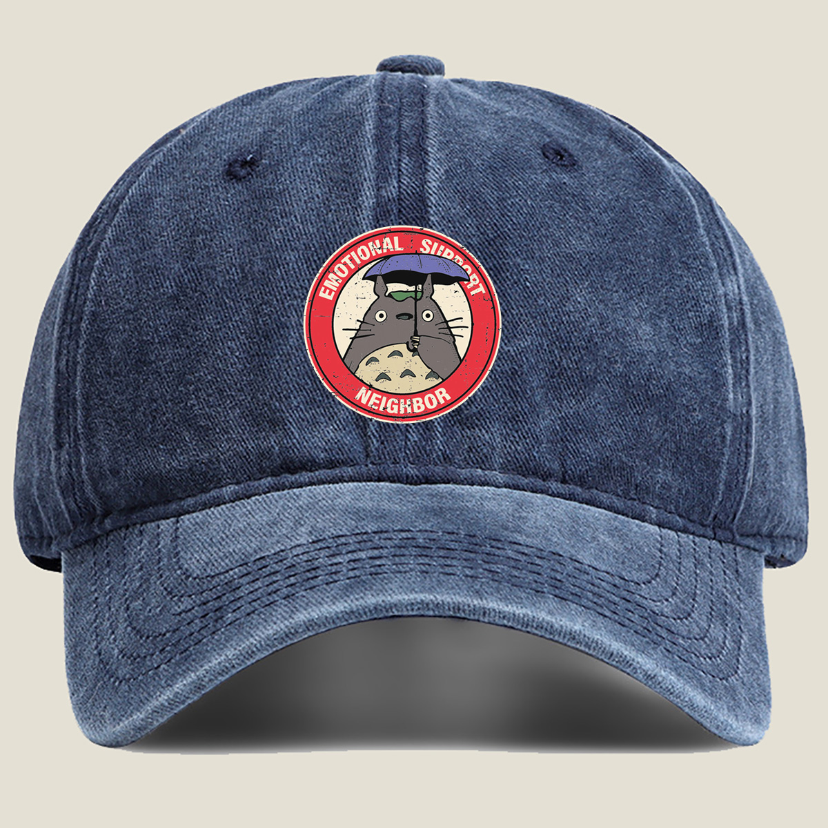 Totoro Emotional Support Neighbor - Washed Denim - Baseball Cap