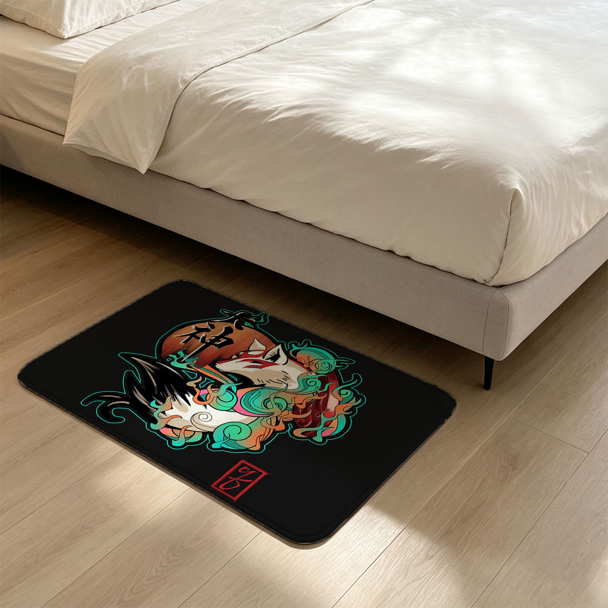 Okami Amaterasu with Vibrant Spirit Design - Flannel floor mat