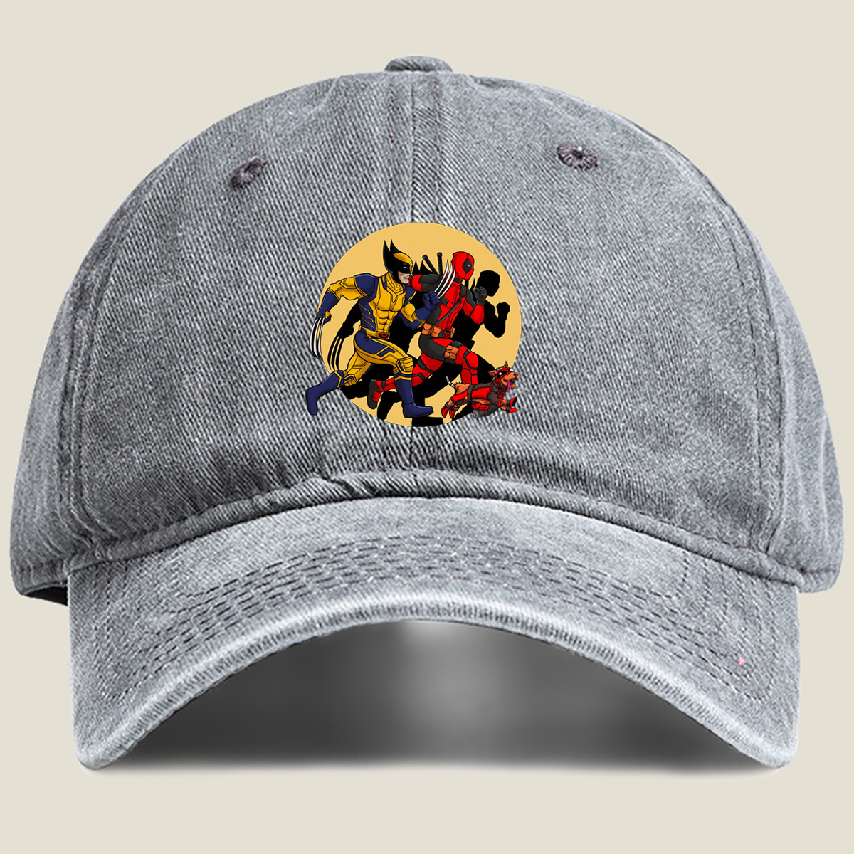 Wolverine and Deadpool with Dogpool - Washed Denim - Baseball Cap