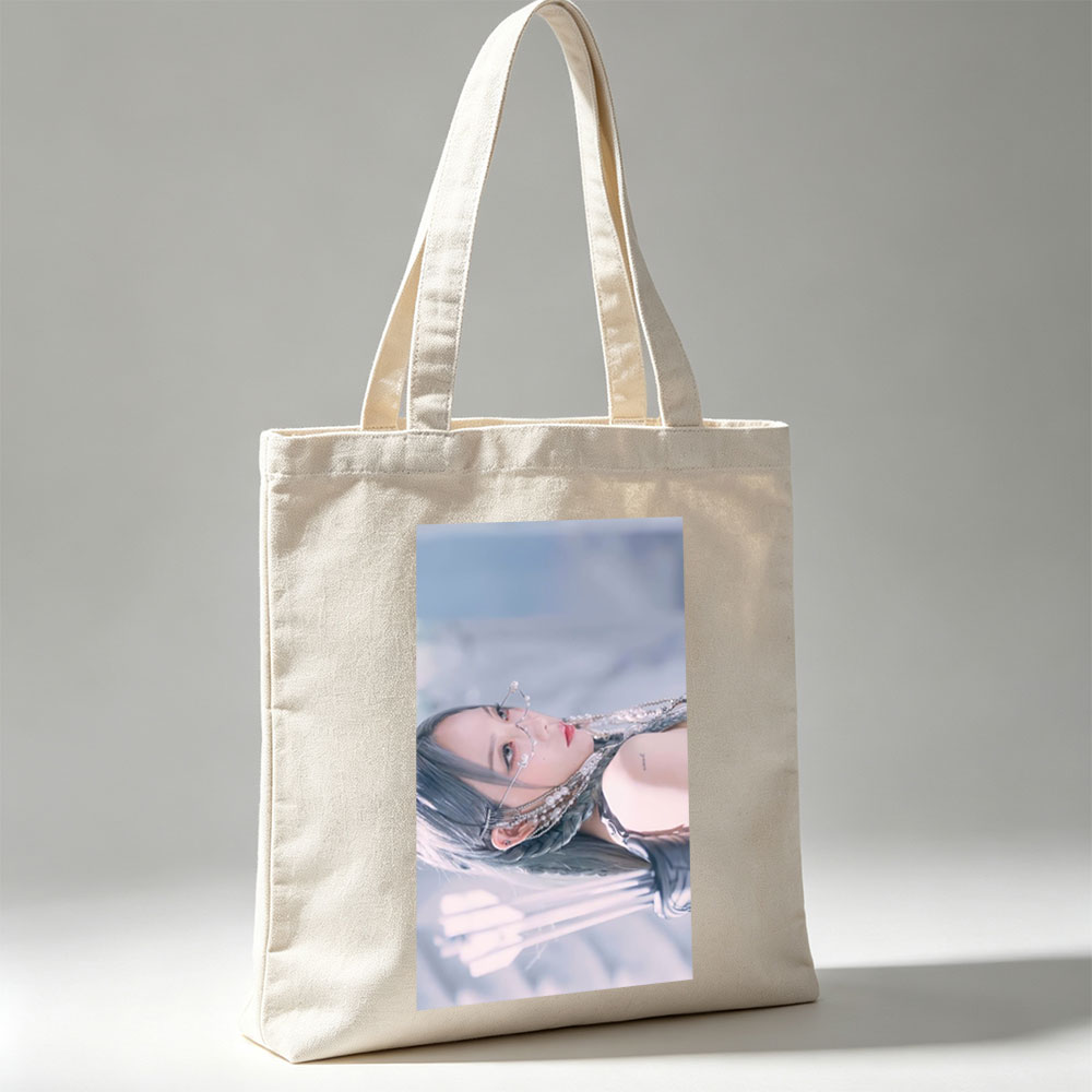 Jennie Blackpink Ice Queen Fantasy Portrait with Pearl Accessories and Silver Hair - Canvas tote bags