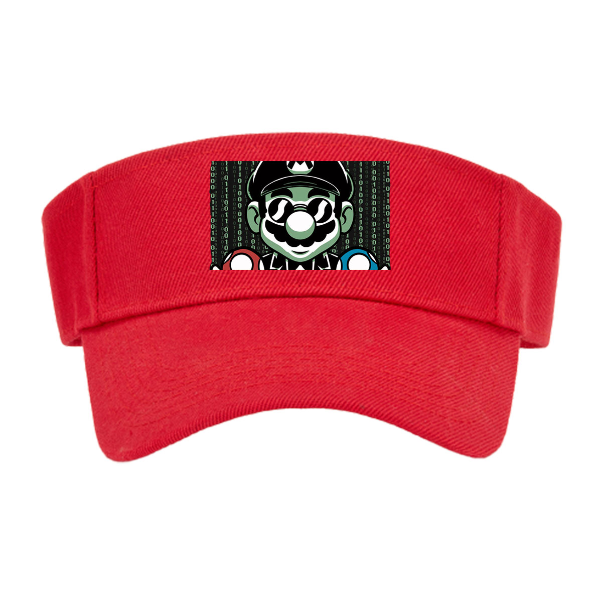Mario in Matrix Code with Red and Blue Mushrooms -  Visor cap