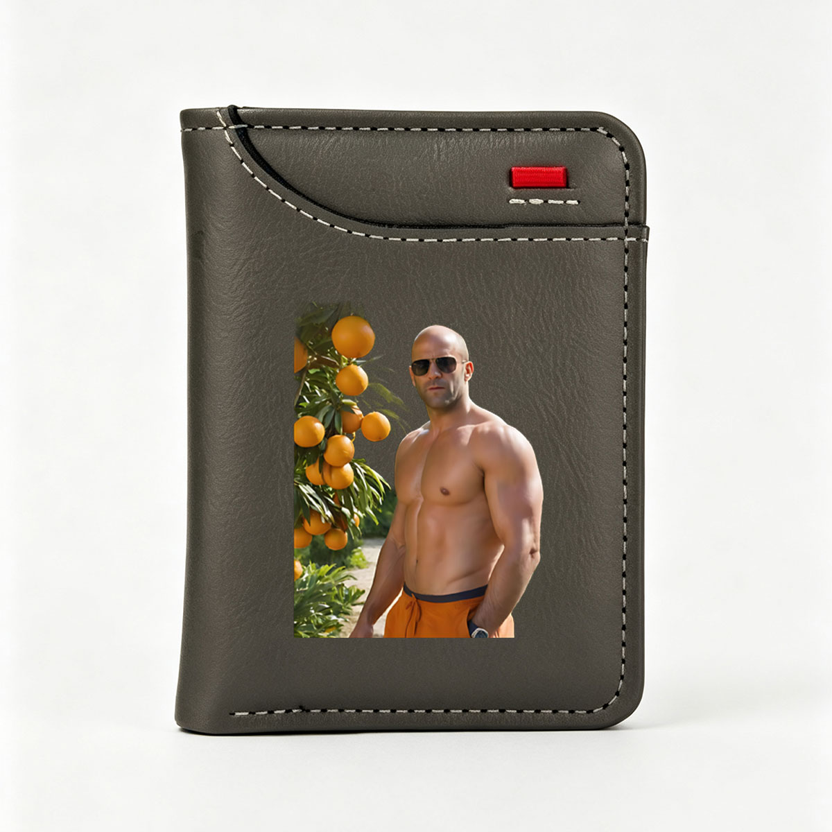Jason Statham in Orange Grove, Shirtless and Stylish - Vertical Style Wallet