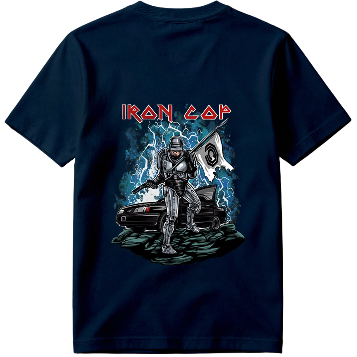 Iron Cop: Robo-Police Officer with Flag and Car - Tee
