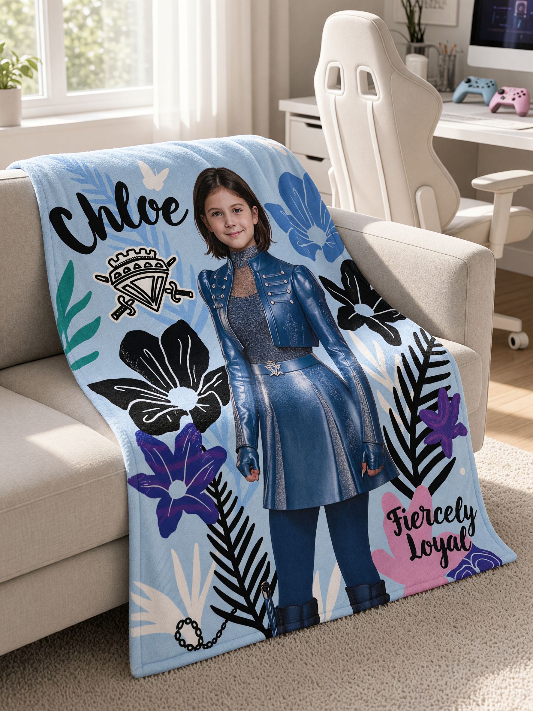 Personalized Face Photo Blanket Custom Flannel Fleece Throw Soft Warm Keepsake Gift for Bed Couch and Travel