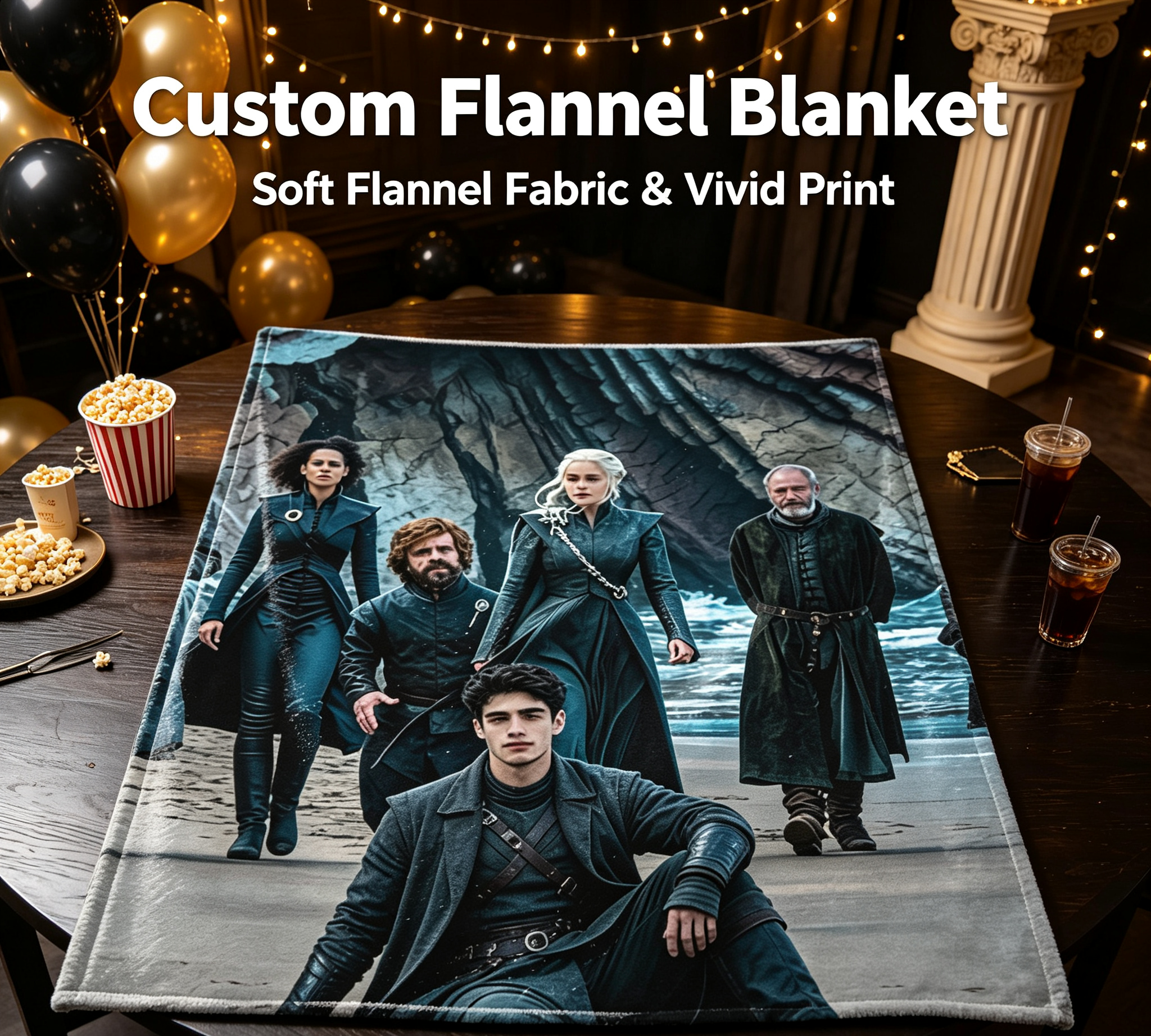Custom Face Blanket Game of Thrones Characters Flannel Blanket Cozy Living Room or Bedroom Gift for Fans and Collectors