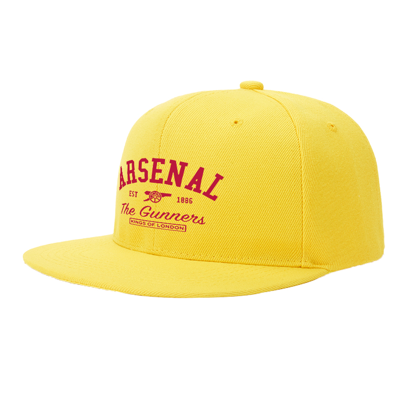 Flat Brim Baseball Cap Arsenal The Gunners Kings of London Logo Print Streetwear Underground Skate Style Hat for Basketball Court Skate Park Urban Players and Rap Artists