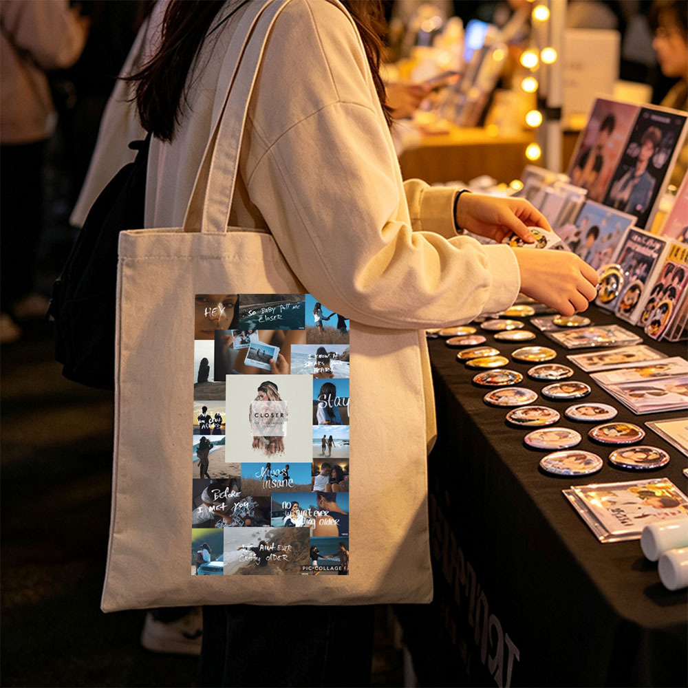 The Chainsmokers + Beach Romance + Collage of Couples and Lyrics from Closer - Canvas tote bags