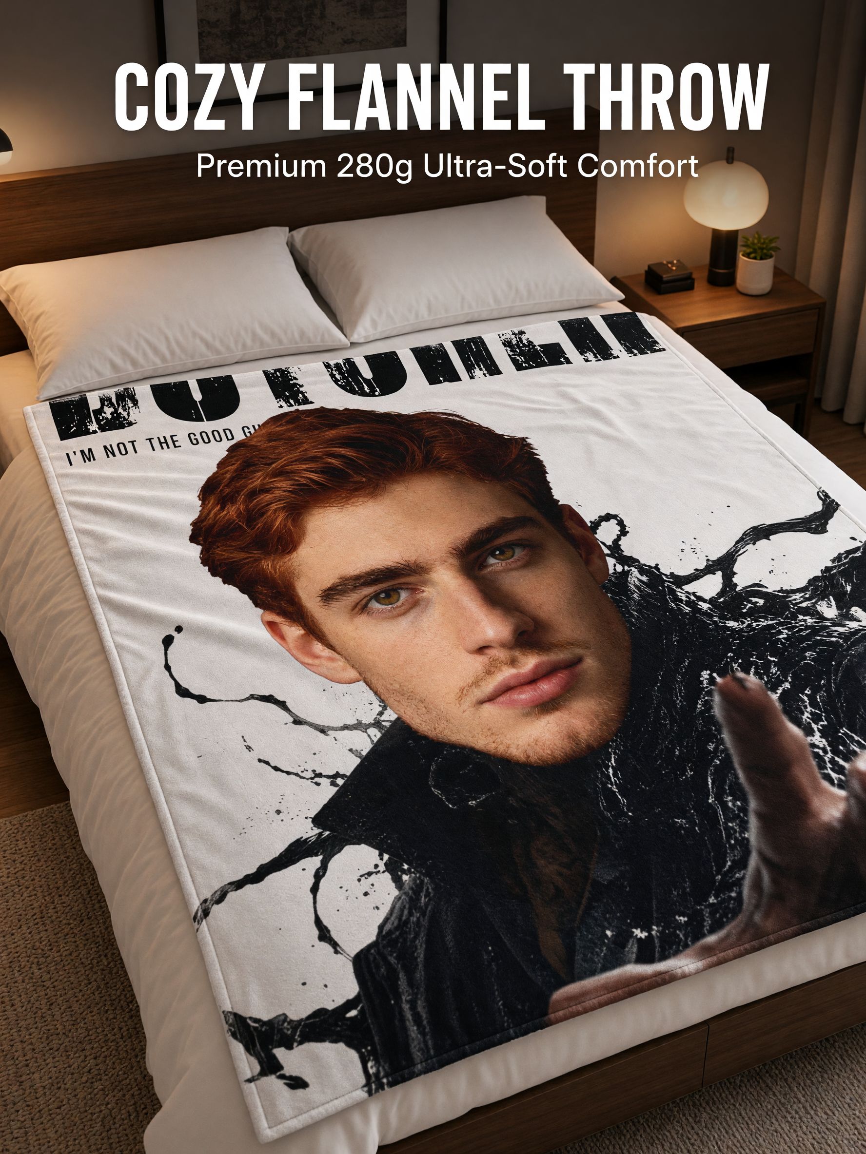 Custom Photo Face Blanket Personalized Flannel Throw Ultra Soft Hypoallergenic Bed Couch Cover Unique Keepsake Gift