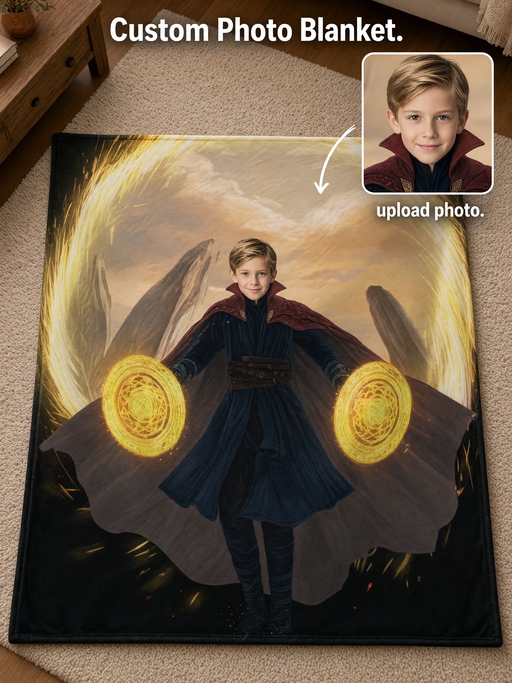 Custom Face Photo Blanket Personalized Superhero Flannel Throw Plush Warm Fleece Bedding Ideal Keepsake Gift