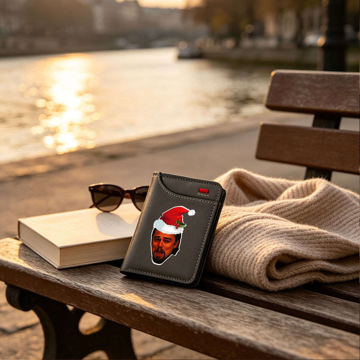 Colin Farrell in a Santa Hat with Holly Decorations - Vertical Style Wallet