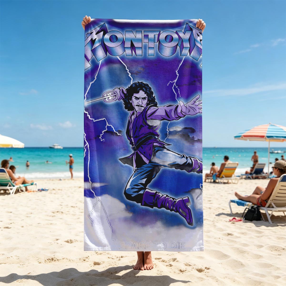 Zontoya: Prepare to Die – Fantasy Warrior with Sword and Lightning - Beach towels