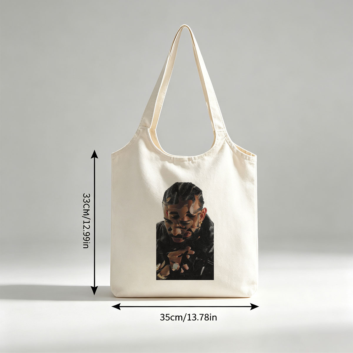 Drake in a Stylish Pose with Camouflage Overlay Effect - Canvas shoulder bags/
