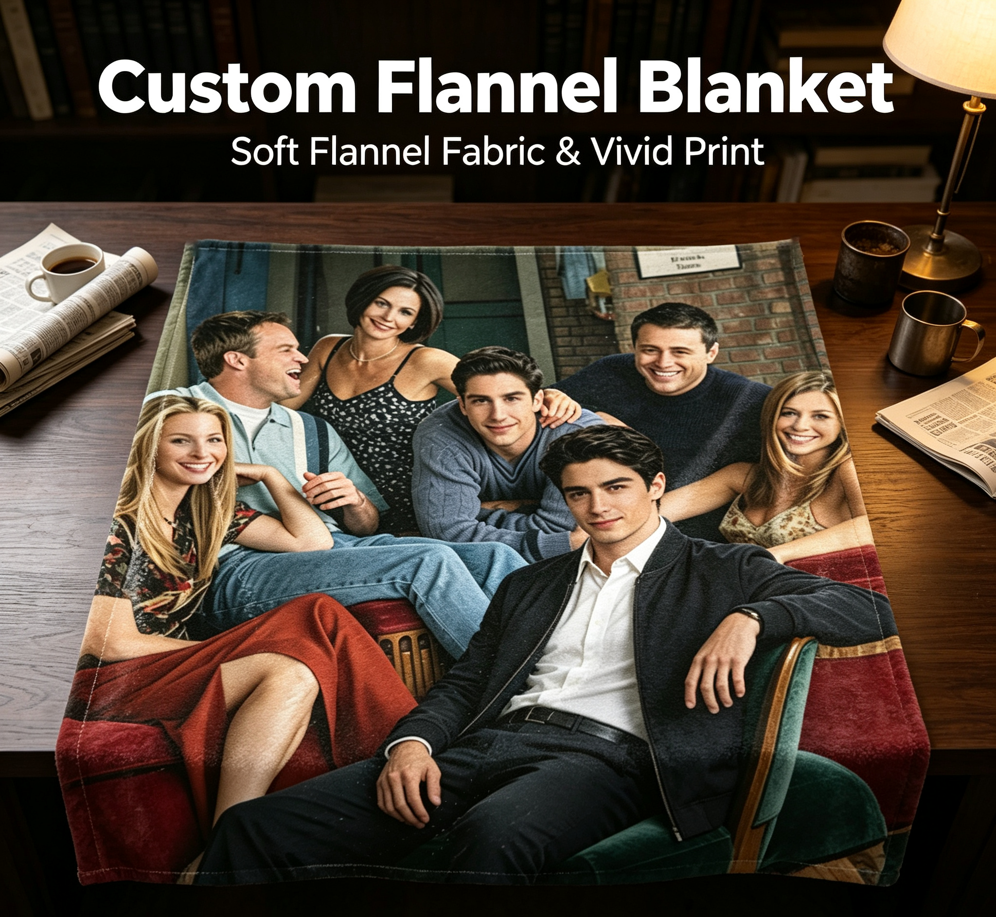 Custom Face Blanket Friends TV Show Cast Flannel Blanket Perfect for Couch Time Cozy Gift for Fans and Birthday Giveaway
