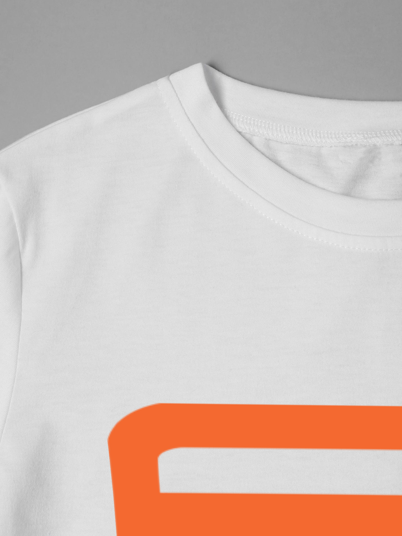 Men's Printed T-Shirt with Bold Orange Square Logo Design Casual Round Neck Lightweight Breathable Summer Short Sleeve Tee for Everyday Wear, Outdoor Activities, and Urban Style Fashion Lovers