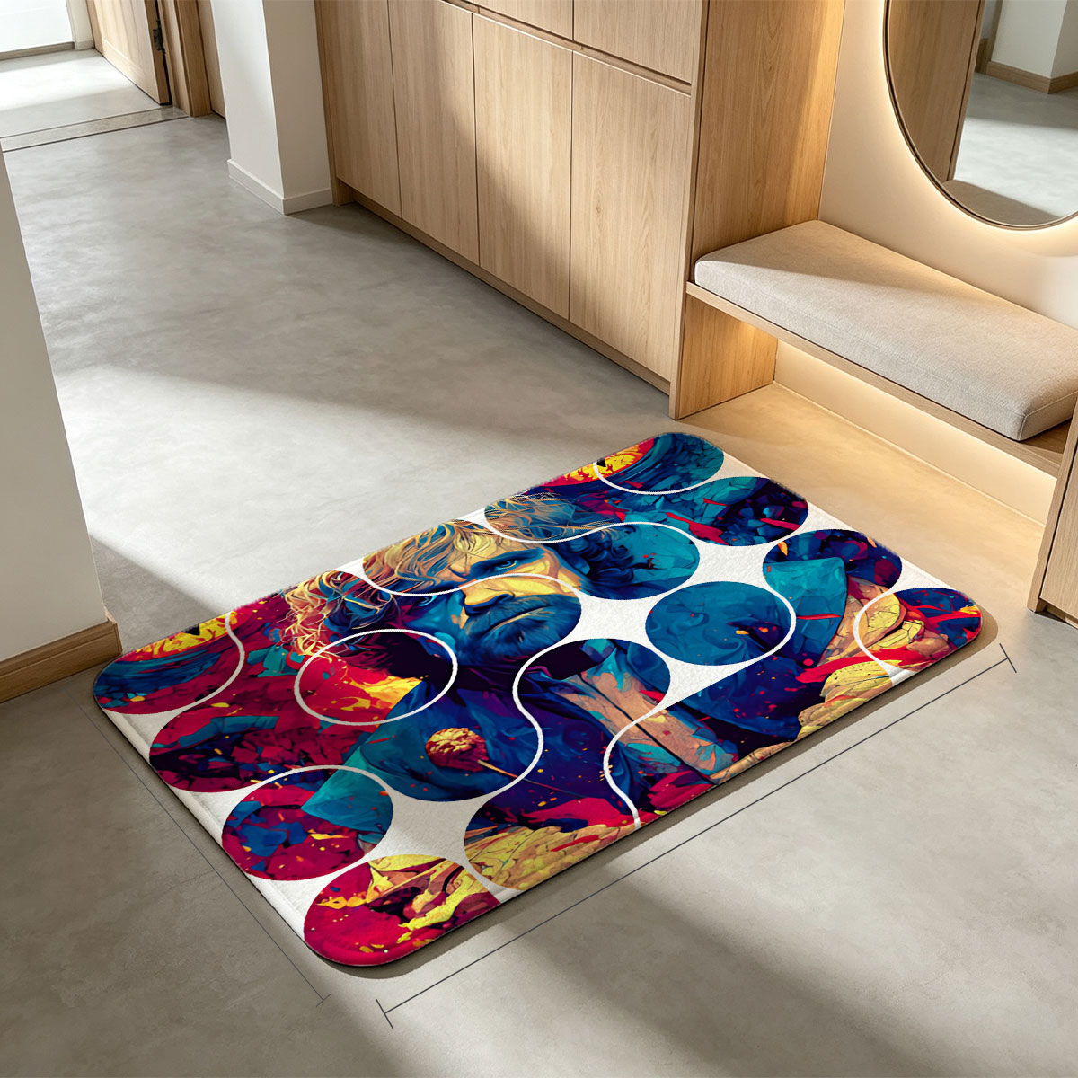 Game of Thrones: Tyrion Lannister in a Vibrant, Abstract Portrait - Flannel floor mat