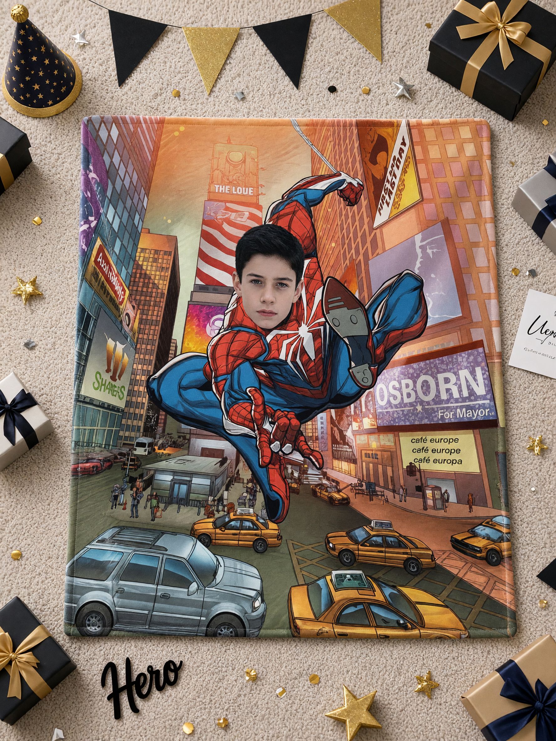 Custom Face Photo Blanket Superhero Comic Art Flannel Throw Ultra Soft Plush Bed Cover Ideal Personalized Family Gift