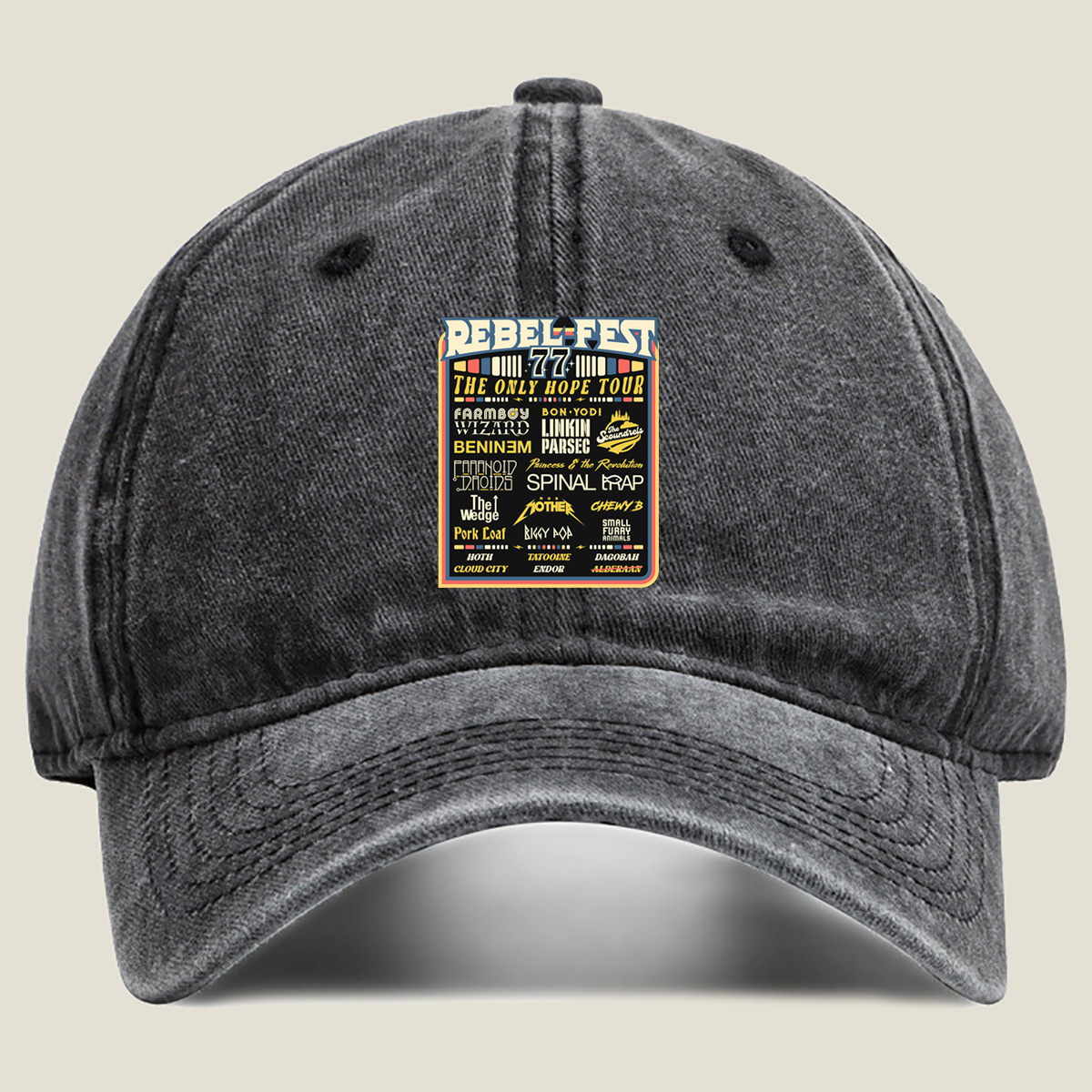 Rebel-Fest 77: The Only Hope Tour Featuring Star Wars Characters and Bands - Washed Denim - Baseball Cap