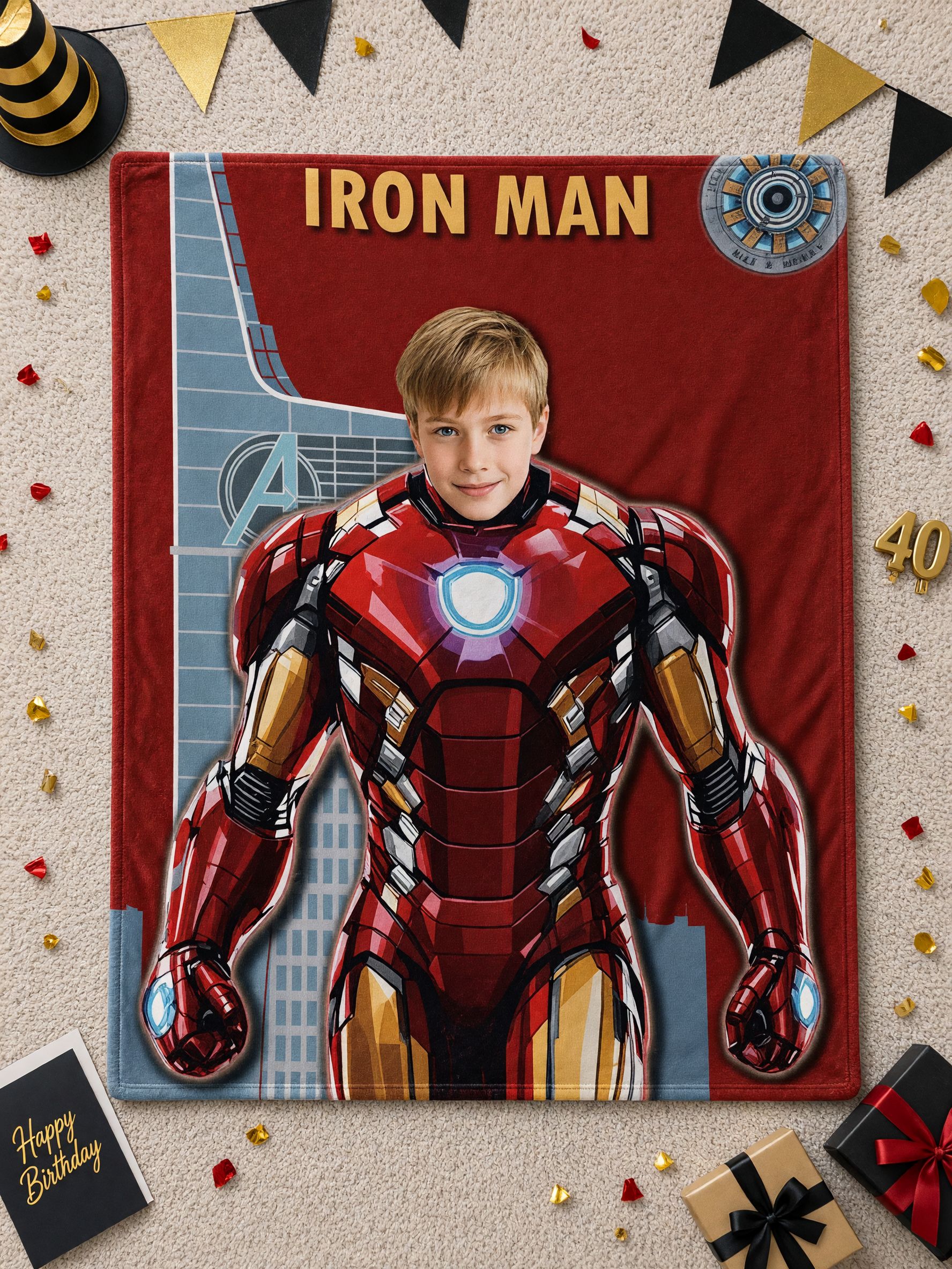 Custom Face Photo Superhero Flannel Fleece Blanket, Ultra Soft Warm Throw Blanket, Ideal Personalized Gift for Kids