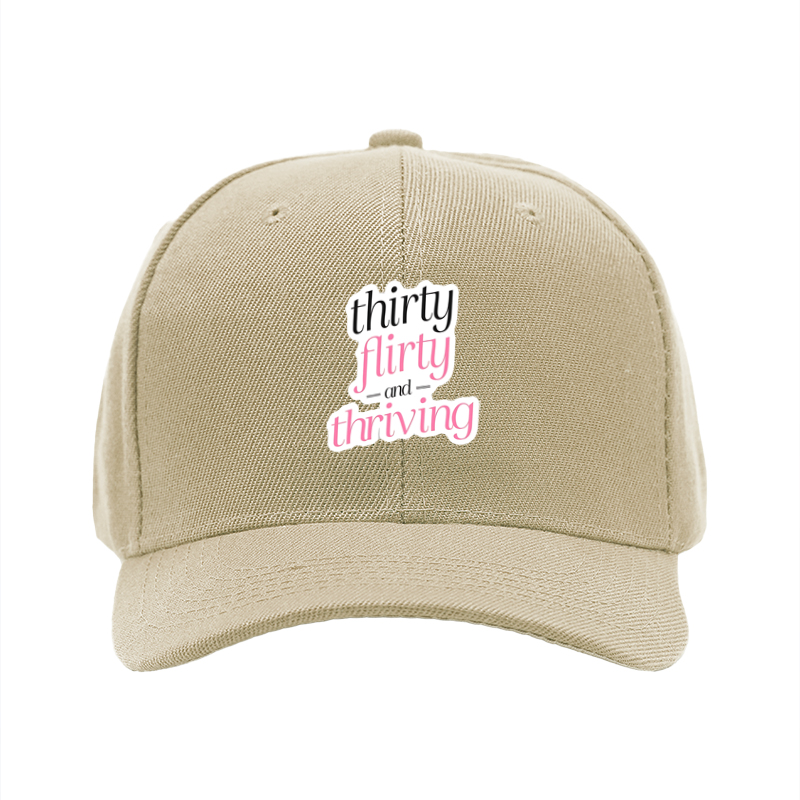 1pc New Baseball Cap Thirty Flirty and Thriving Print Unisex Adjustable Hat for Outdoor Activities Adults Fashion Statement Casual Wear