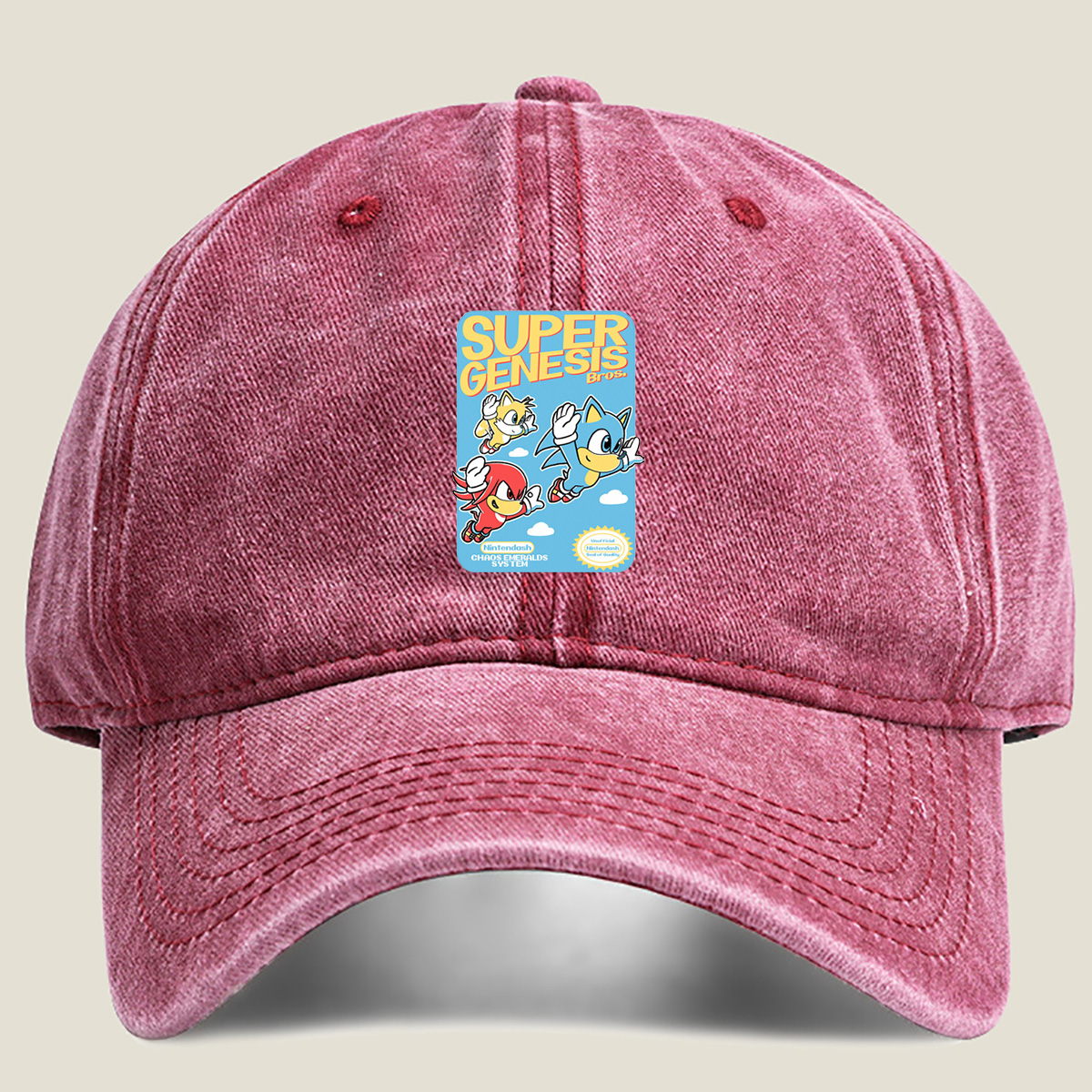 Super Genesis Bros. - Sonic, Tails, and Knuckles - Washed Denim - Baseball Cap