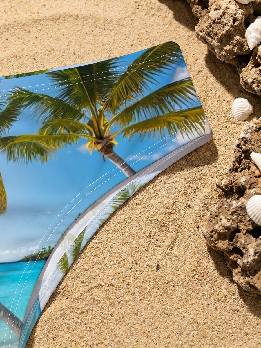 Tropical Beach with Palm Trees and Crystal Clear Water -  Men's swim trunks
