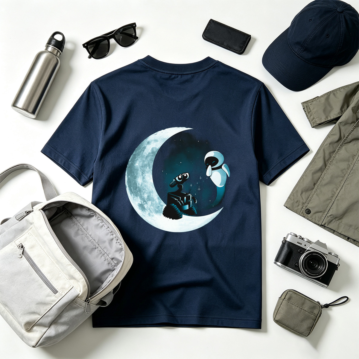 WALL-E and EVE on the Moon - Tee