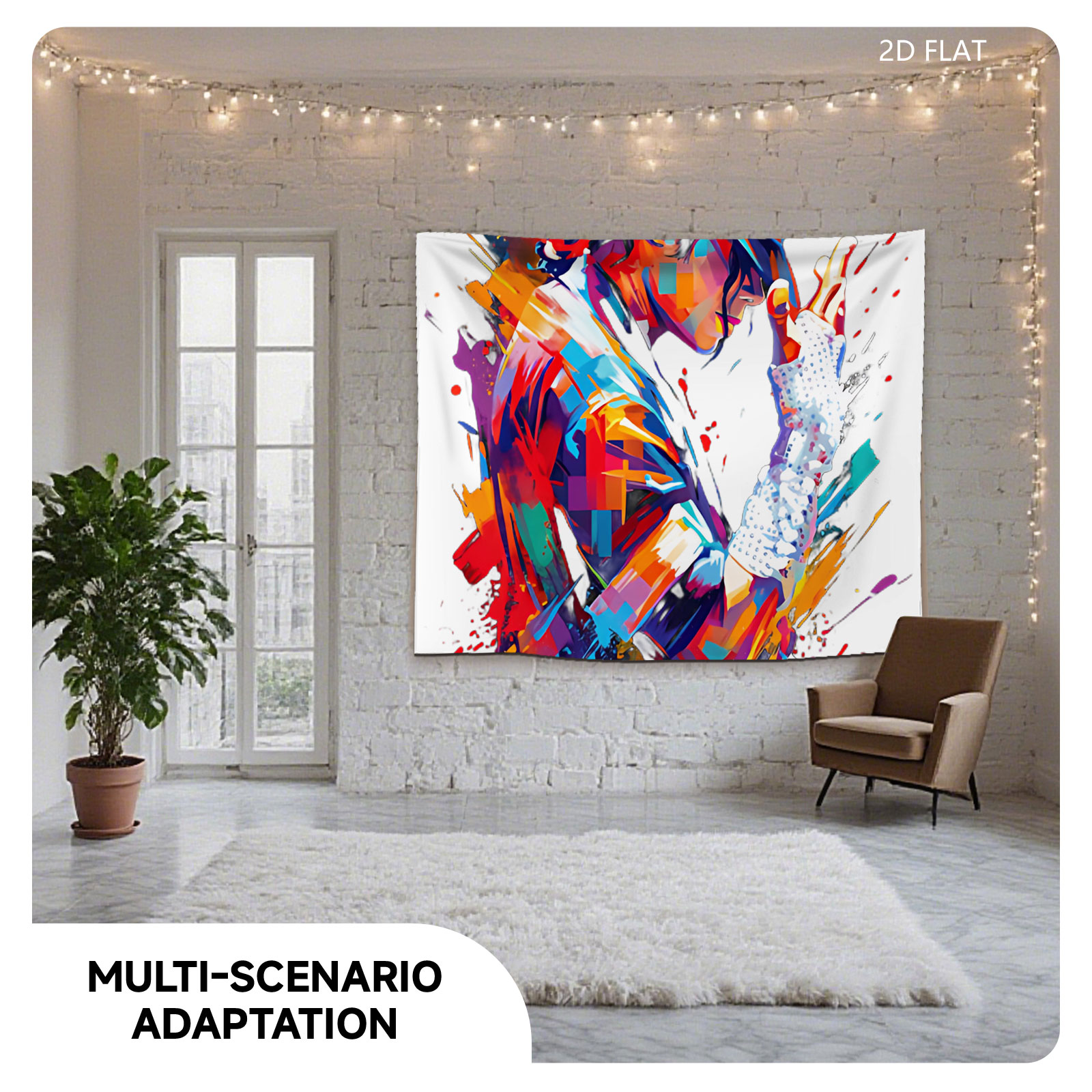 Michael Jackson in Iconic Pose with Colorful Artistic Style - Tapestry