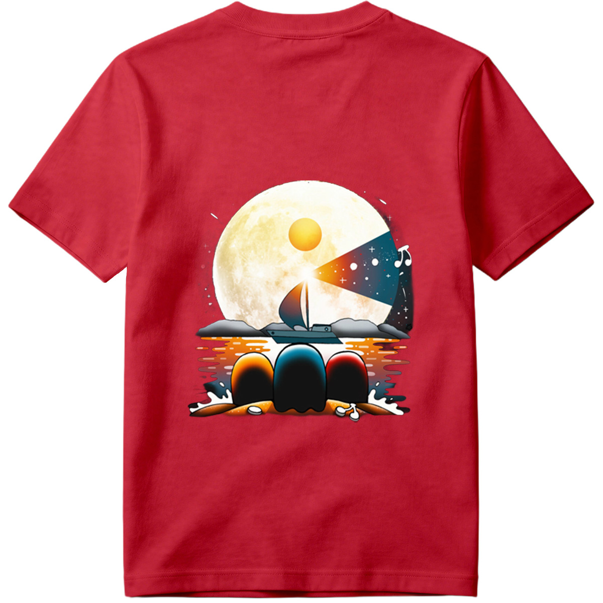 Sailboat Under the Moonlight with Musical Notes - Tee