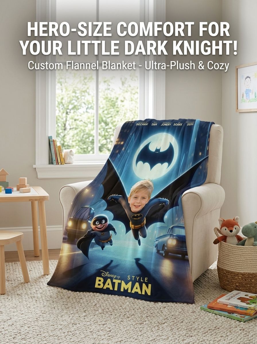 Custom Face Photo Flannel Blanket Personalized Superhero Throw Ultra Soft Anti-Pilling Cozy Bedding Gift for Kids