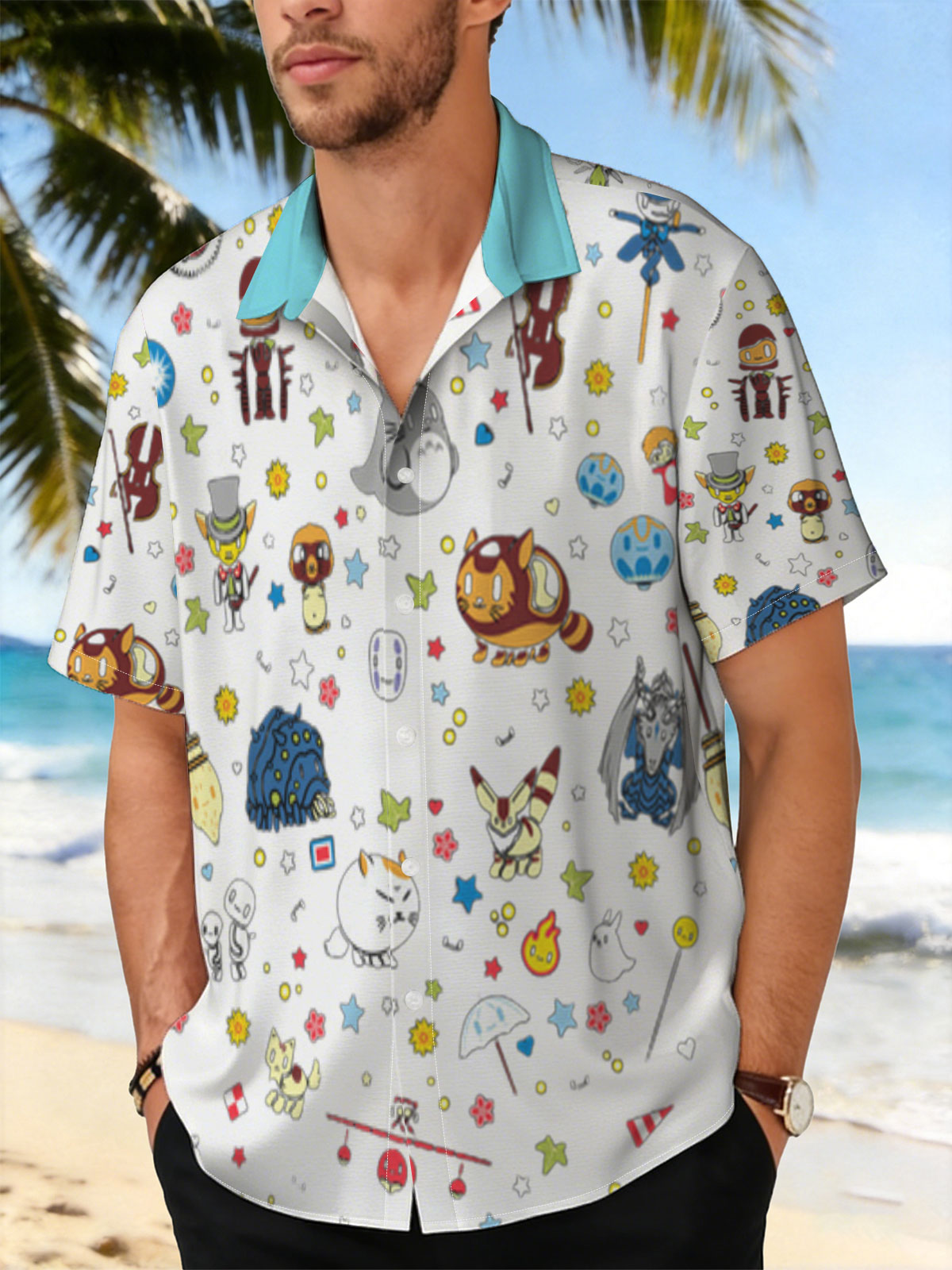 Totoro, Pikachu, and Studio Ghibli Characters in a Starry Night Parade -  Shirt