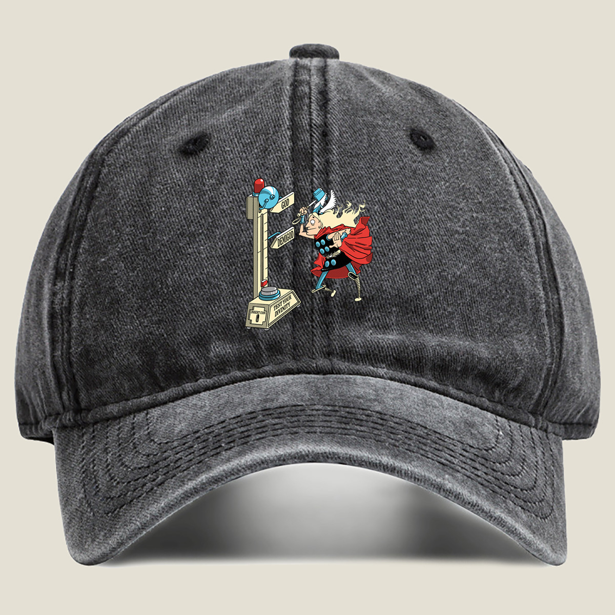 Thor Tests His Divinity - Washed Denim - Baseball Cap