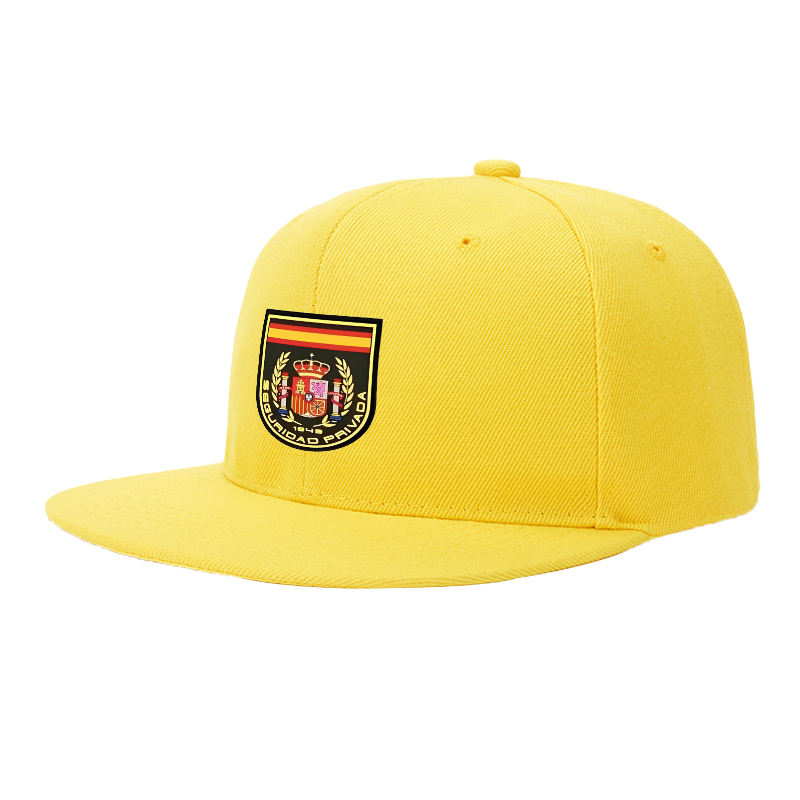 Flat Brim Baseball Cap Spain Coat of Arms Embroidered Design Streetwear Underground Skate Style for Basketball Courts Skate Parks Urban Lifestyle Riders Rappers Streetwear Enthusiasts