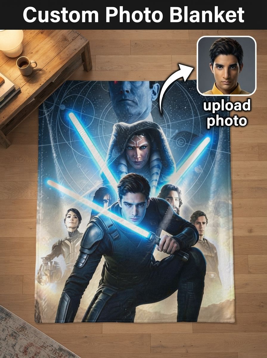 Custom Photo Face Blanket Personalized Sci Fi Galactic Hero Flannel Throw Soft Anti Pilling Bed Couch Blanket Gift