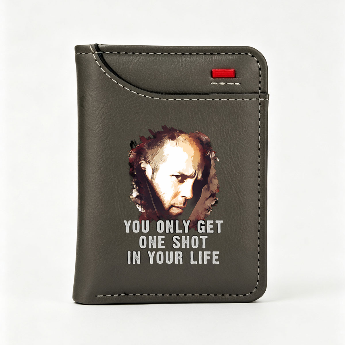 You Only Get One Shot in Your Life - Intense Portrait of a Man with Dramatic Lighting - Vertical Style Wallet