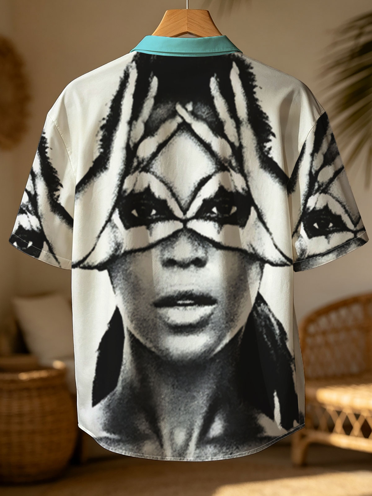 Woman with Hands Forming X Over Eyes, Dramatic Makeup, Black and White Portrait -  Shirt
