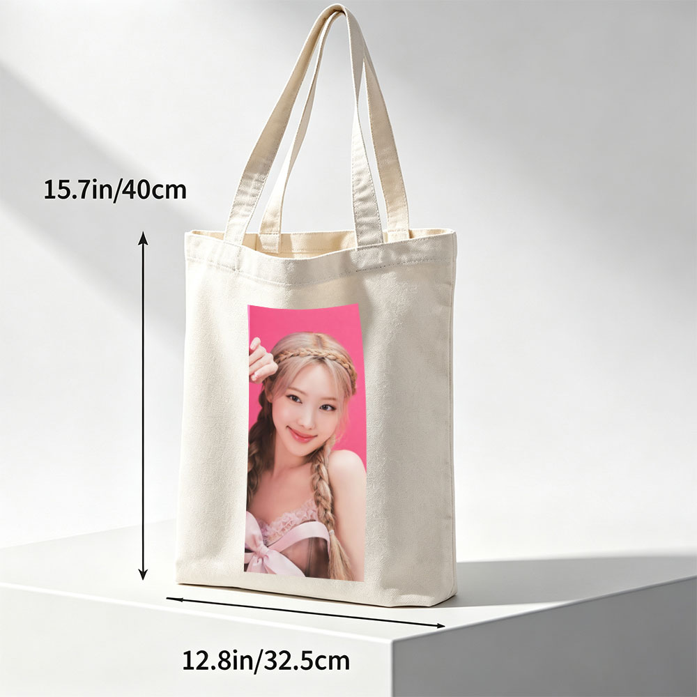 LISA from BLACKPINK in a Sweet Pink Outfit with Braided Hair and Soft Smile - Canvas tote bags