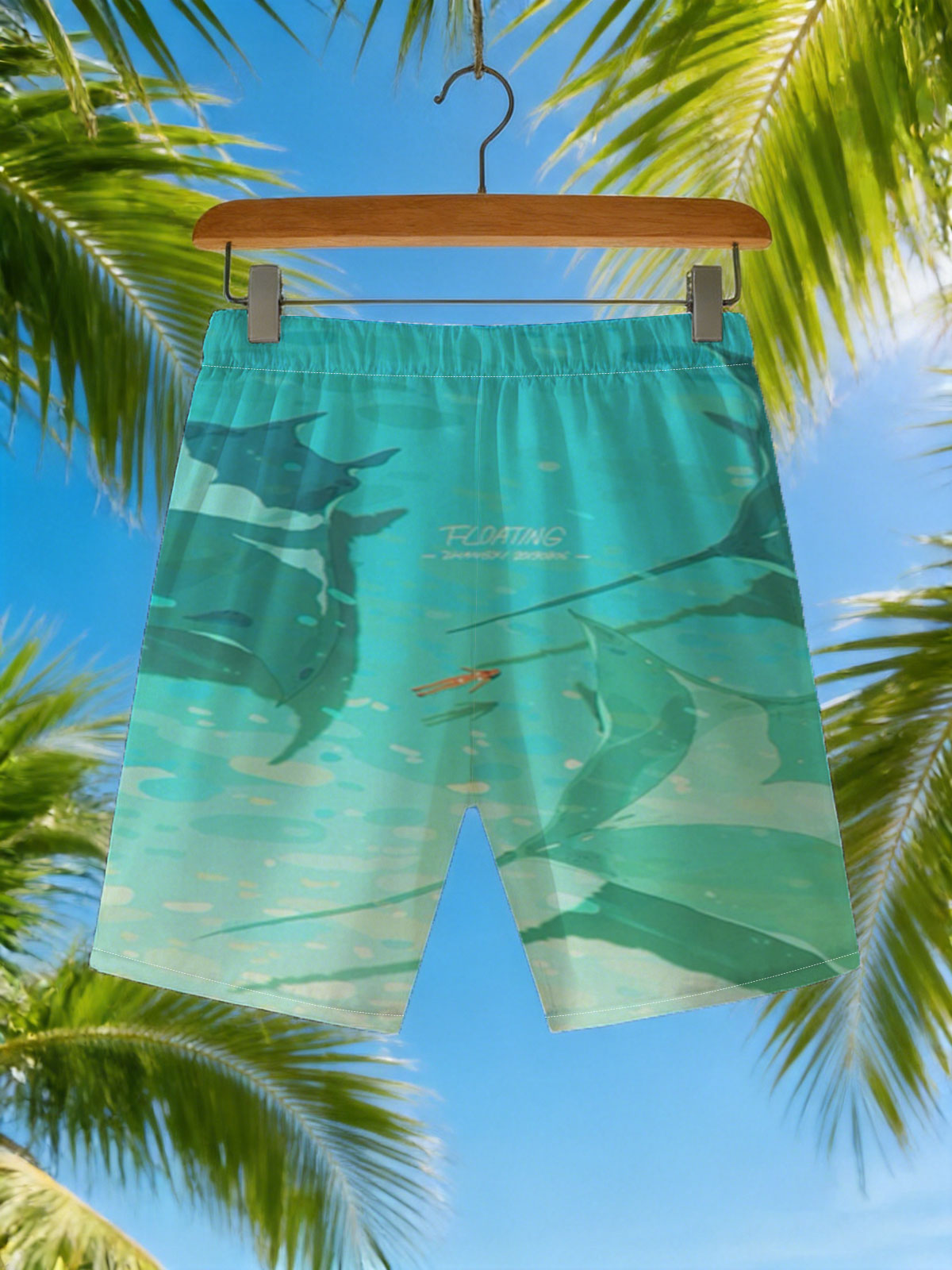 Manta Rays Gliding in Turquoise Waters -  Beach shorts