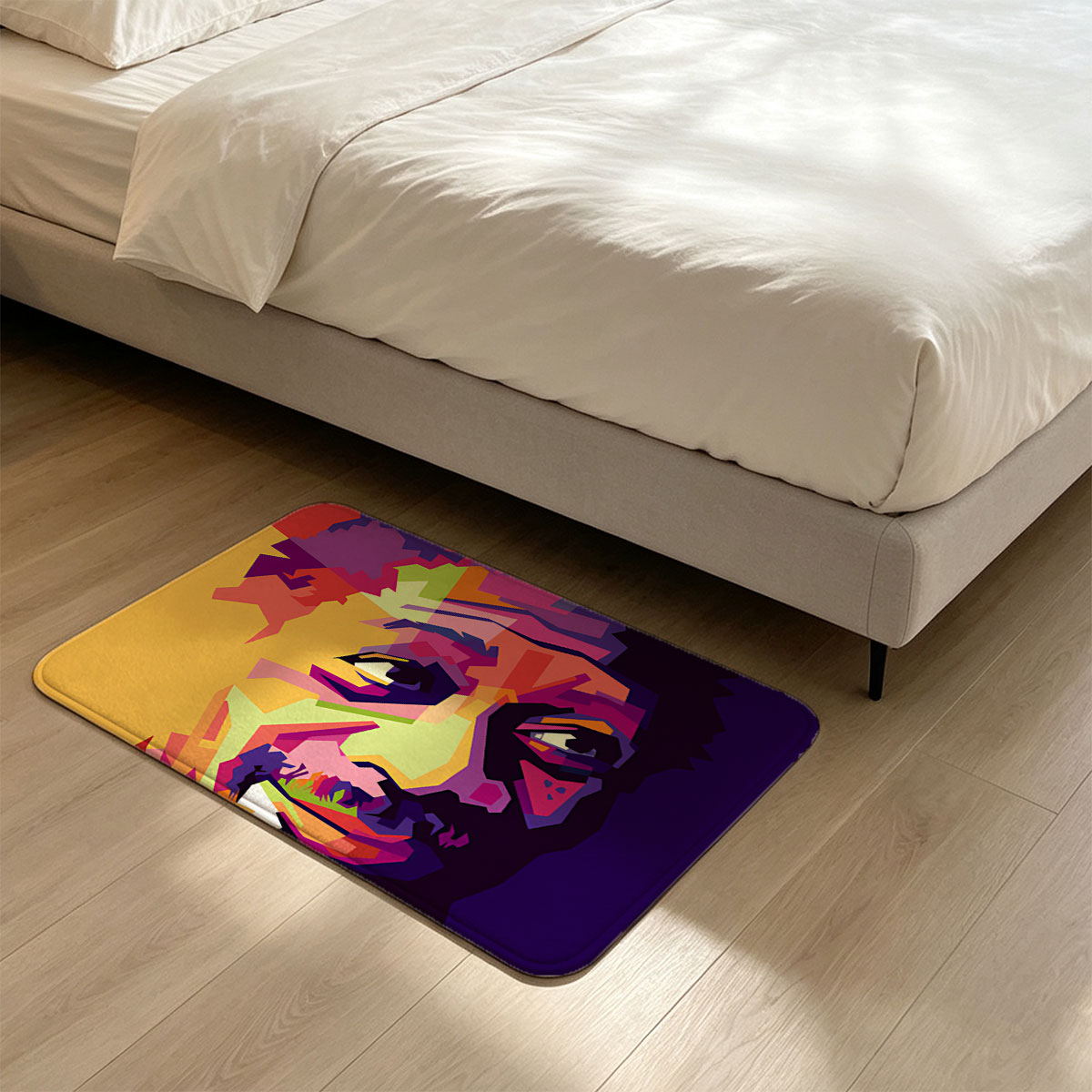 Colorful Abstract Portrait of a Man with Vibrant Geometric Patterns - Flannel floor mat
