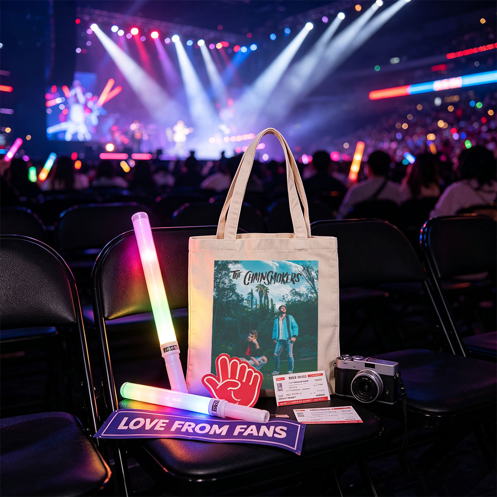 The Chainsmokers in a Lush Garden with Palm Trees and Vibrant Outfits - Canvas tote bags