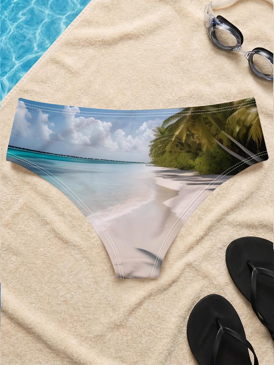 Tropical Beach with Palm Shadows and Crystal Clear Water -  Men's swim trunks