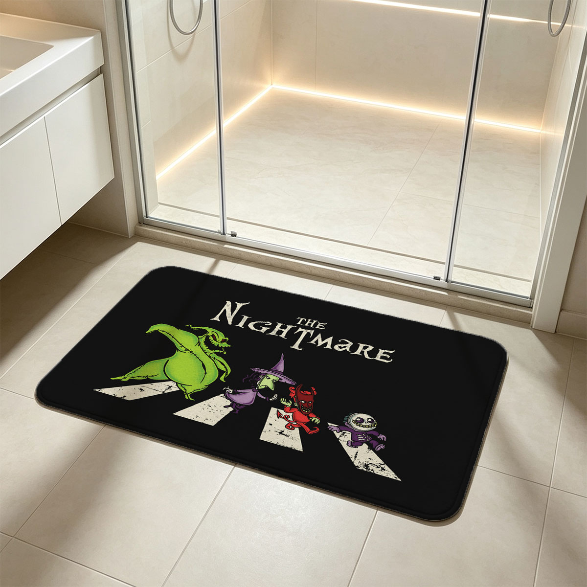 The Nightmare: Oogie Boogie, Witch, Devil, and Skeleton Crossing the Road - Flannel floor mat