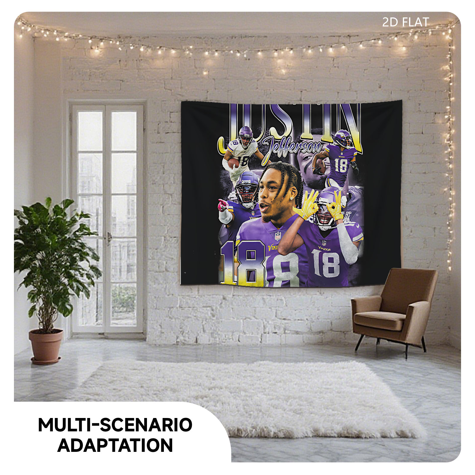 Justin Jefferson Minnesota Vikings NFL Football Player #18 - Tapestry