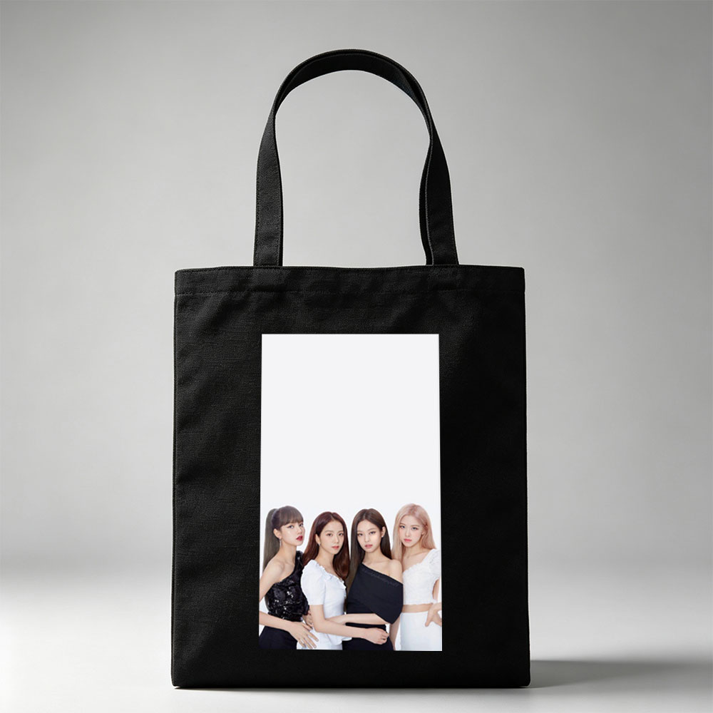 BLACKPINK Group Photo in Elegant Black and White Outfits on a Minimalist Background - Canvas tote bags