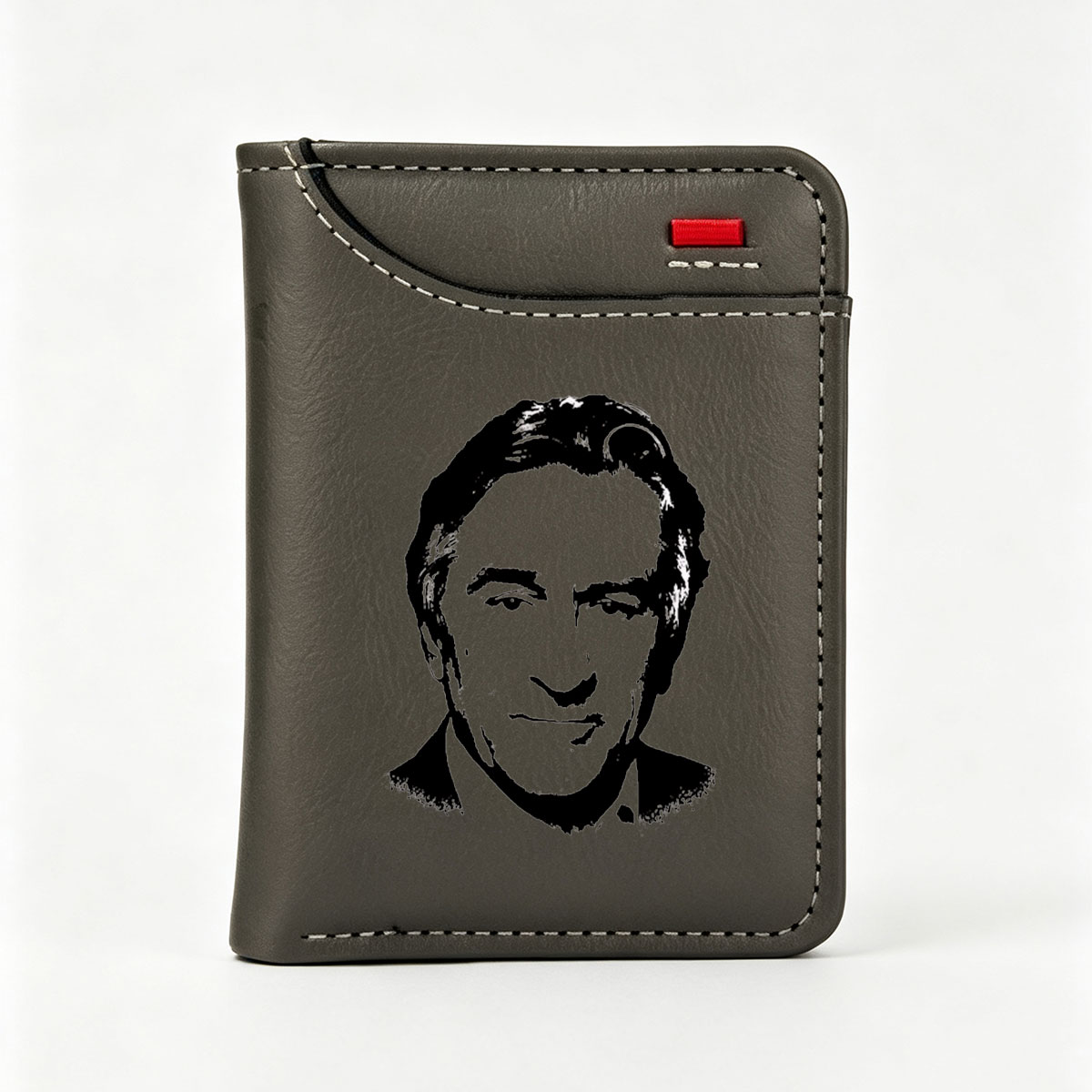 Line Art Portrait of a Man with Detailed Facial Features - Vertical Style Wallet